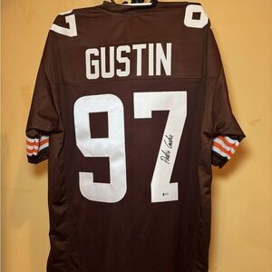 Porter Gustin Signed Browns Jersey, Beckett Certified